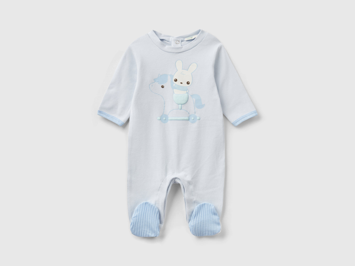 Tutina lunga con stampa da neonato celeste | Benetton Outlet
