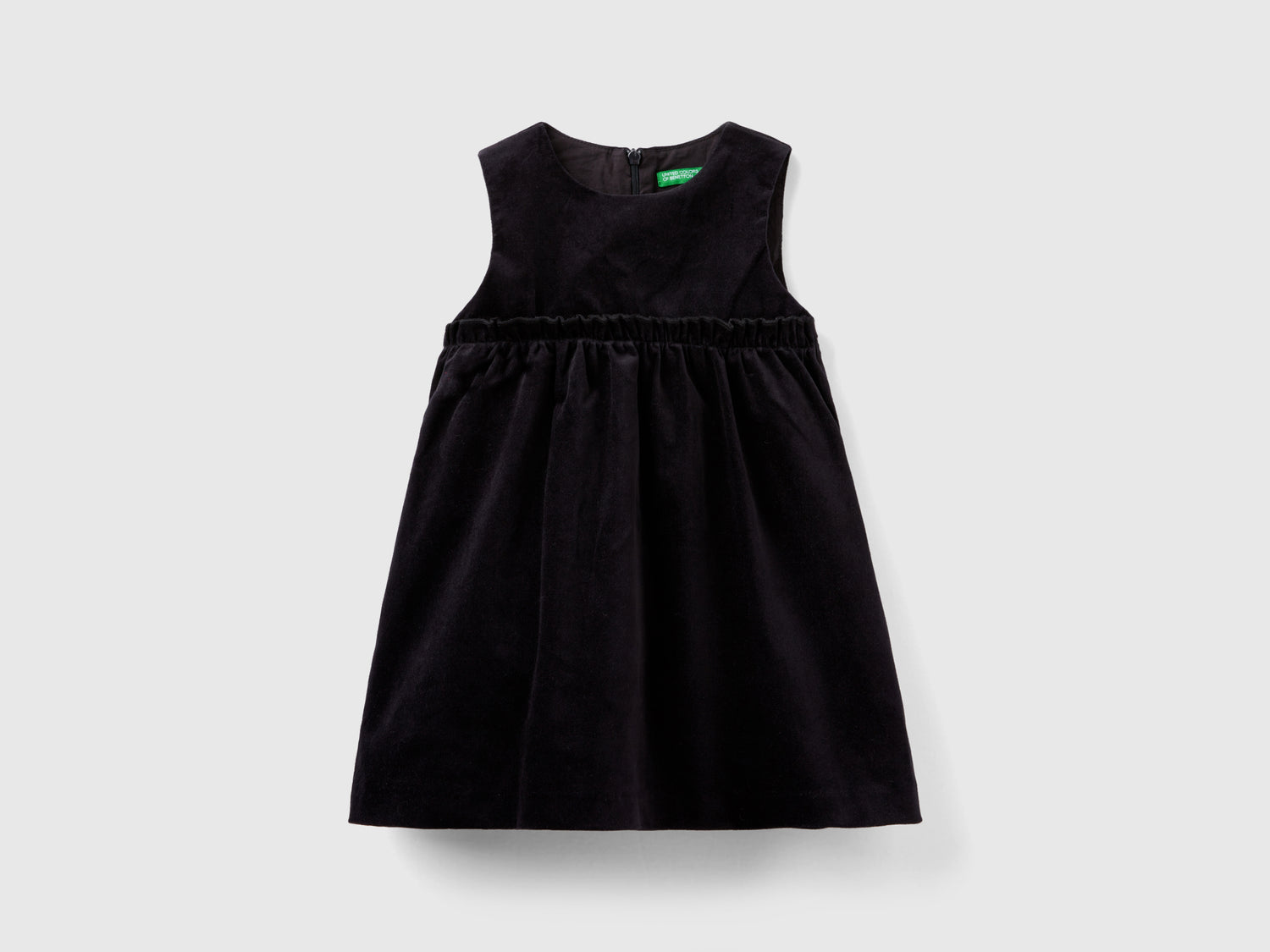 Abito in velluto liscio da bimba nero | Benetton Outlet
