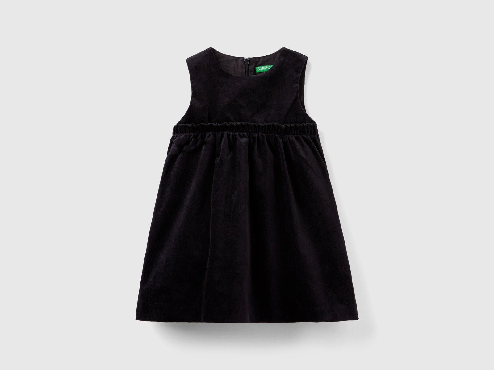 Abito in velluto liscio da bimba nero | Benetton Outlet