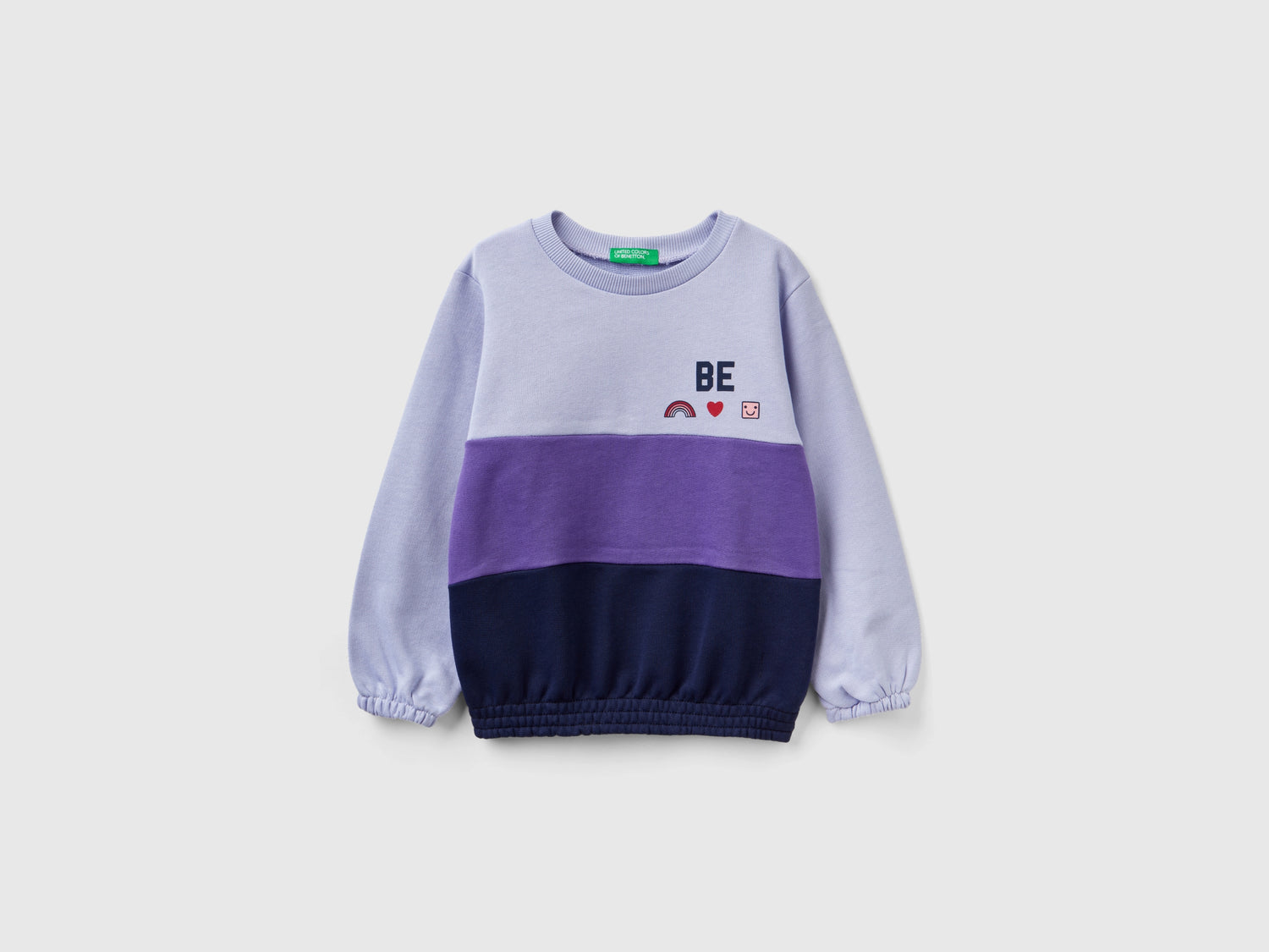 Felpa oversize color block da bimba lilla | Benetton Outlet