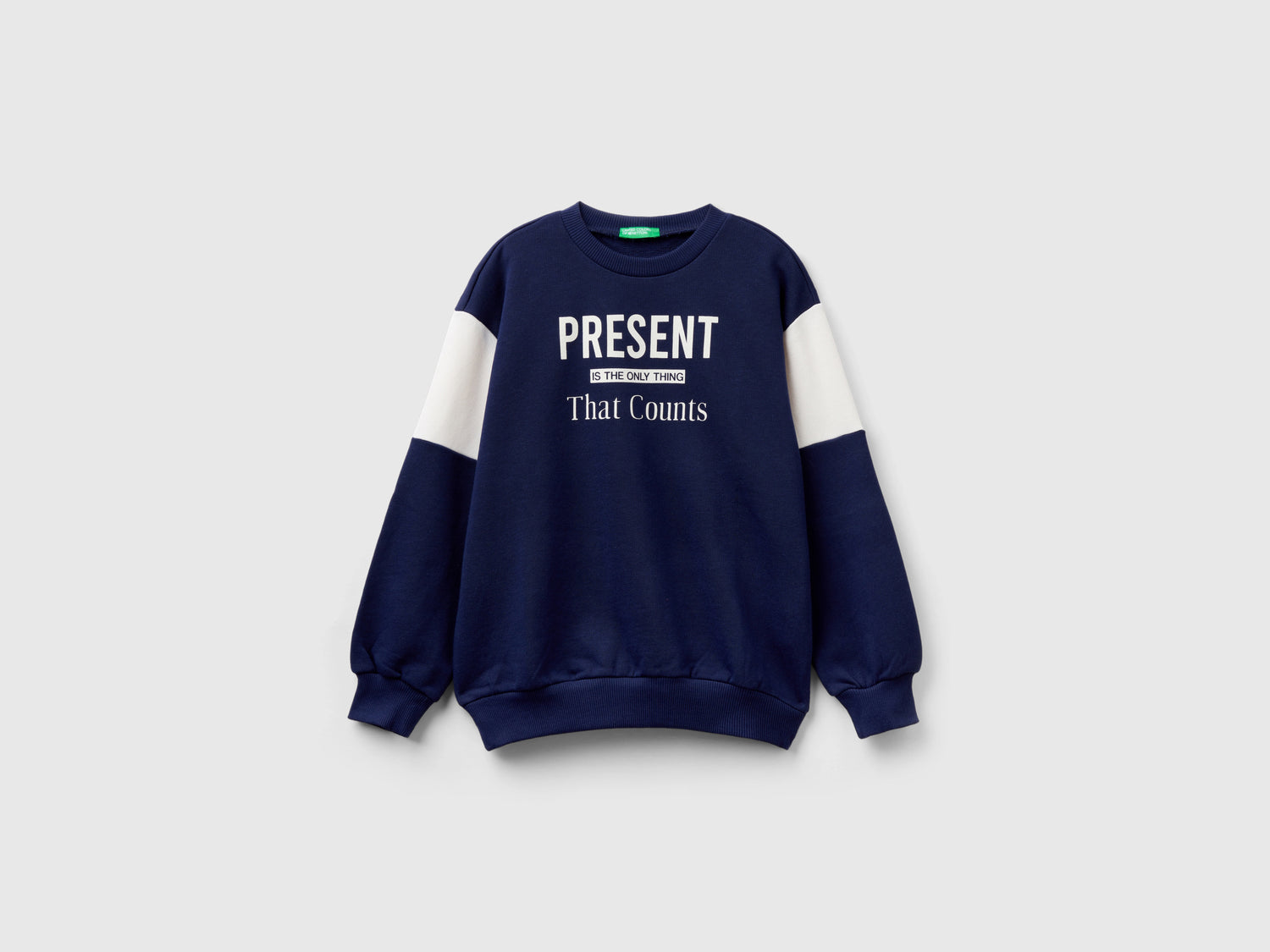 Felpa over fit in cotone bio da bambino blu scuro | Benetton Outlet