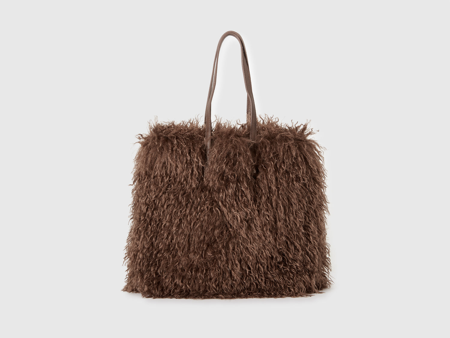 Borsa in pelliccetta sintetica da donna marrone | Benetton Outlet