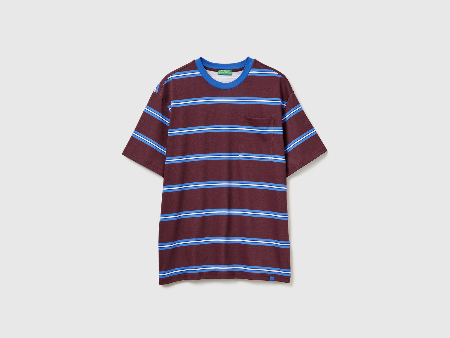T-shirt a righe in puro cotone da uomo bordeaux | Benetton Outlet