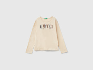 T-shirt in caldo cotone bio con paillettes