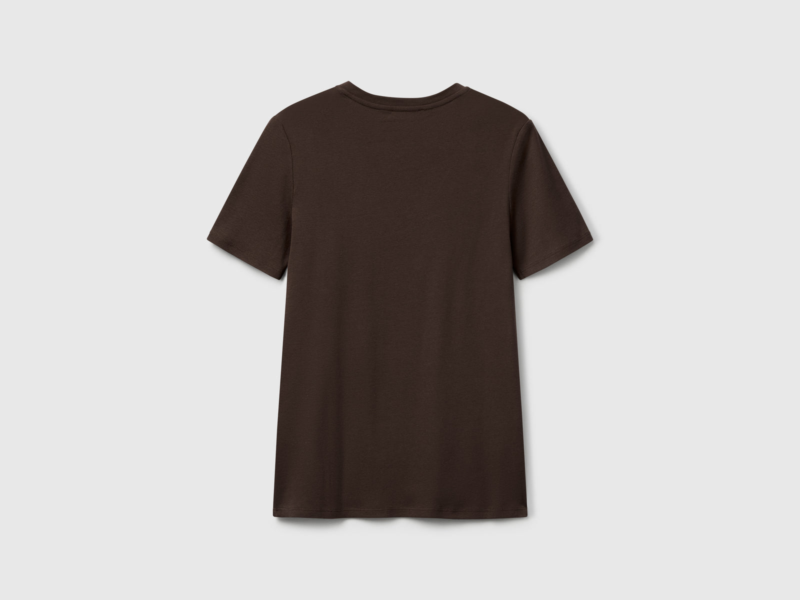 T-shirt in puro cotone con scollo a V da donna marrone 2 | Benetton Outlet
