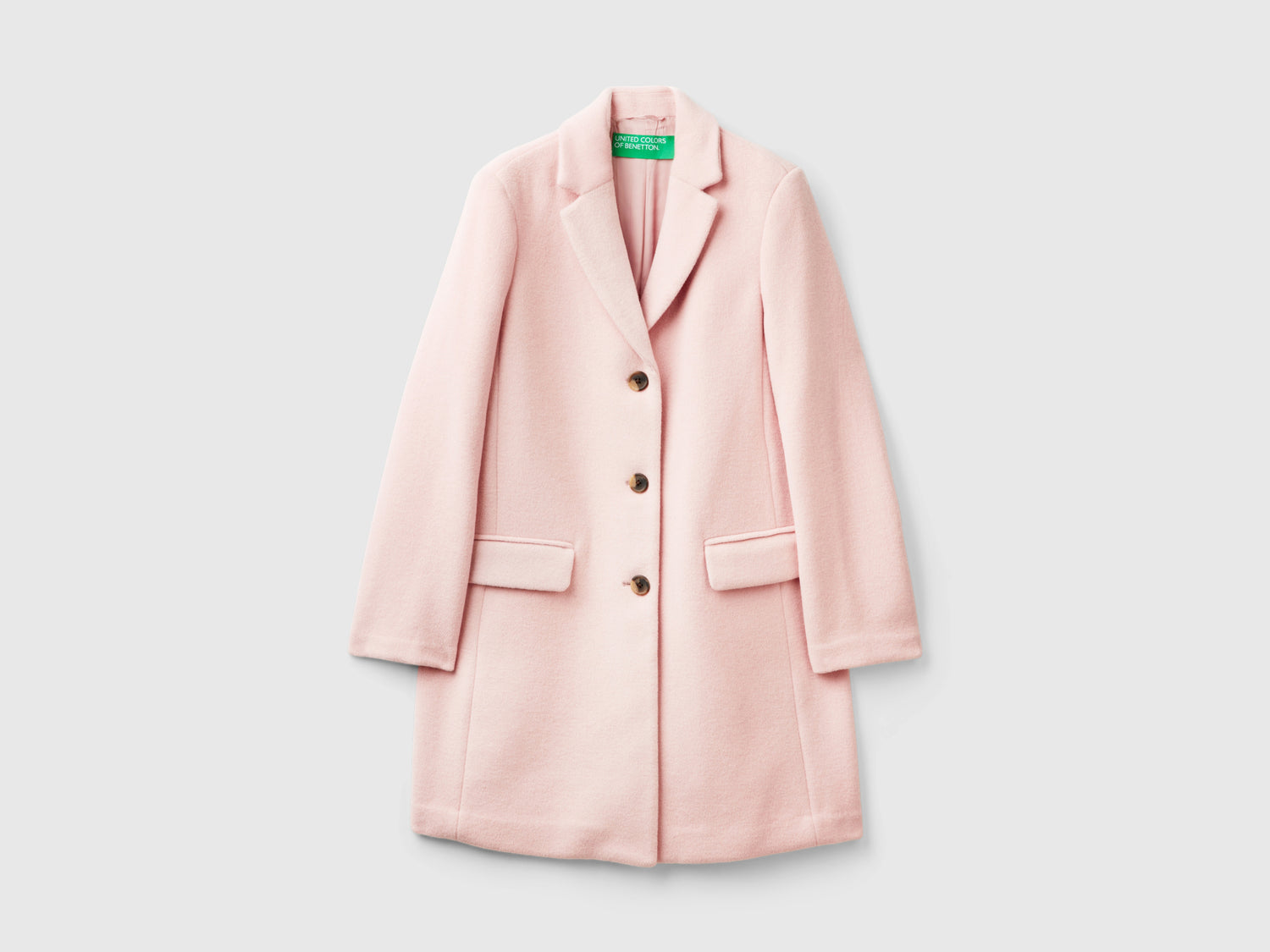 Cappotto corto in panno misto lana da donna rosa | Benetton Outlet