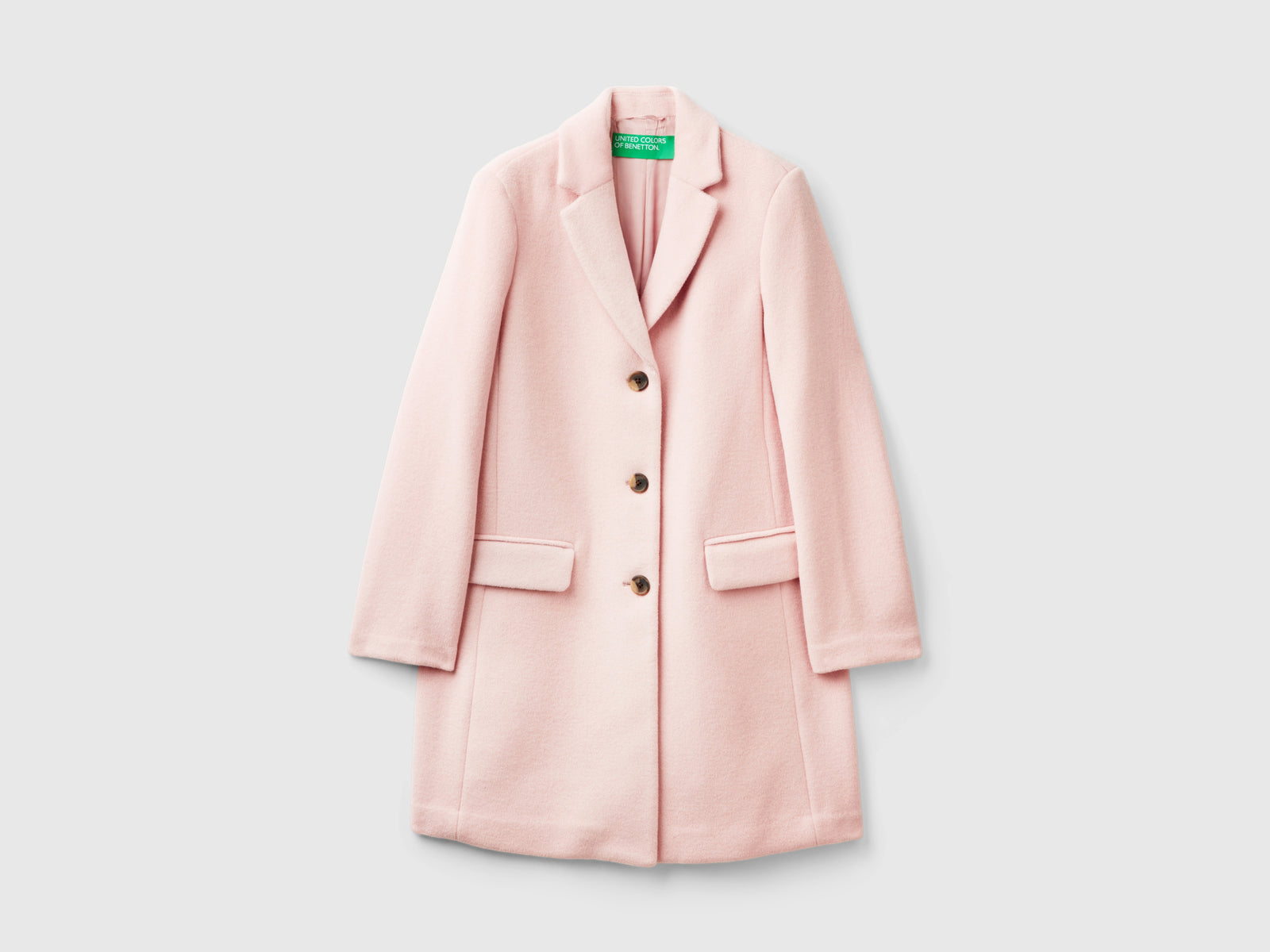 Cappotto corto in panno misto lana da donna rosa | Benetton Outlet