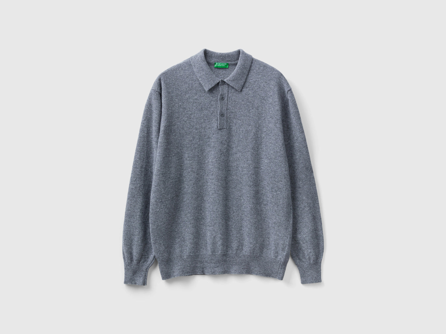 Polo in pura lana Merino da uomo grigio scuro | Benetton Outlet