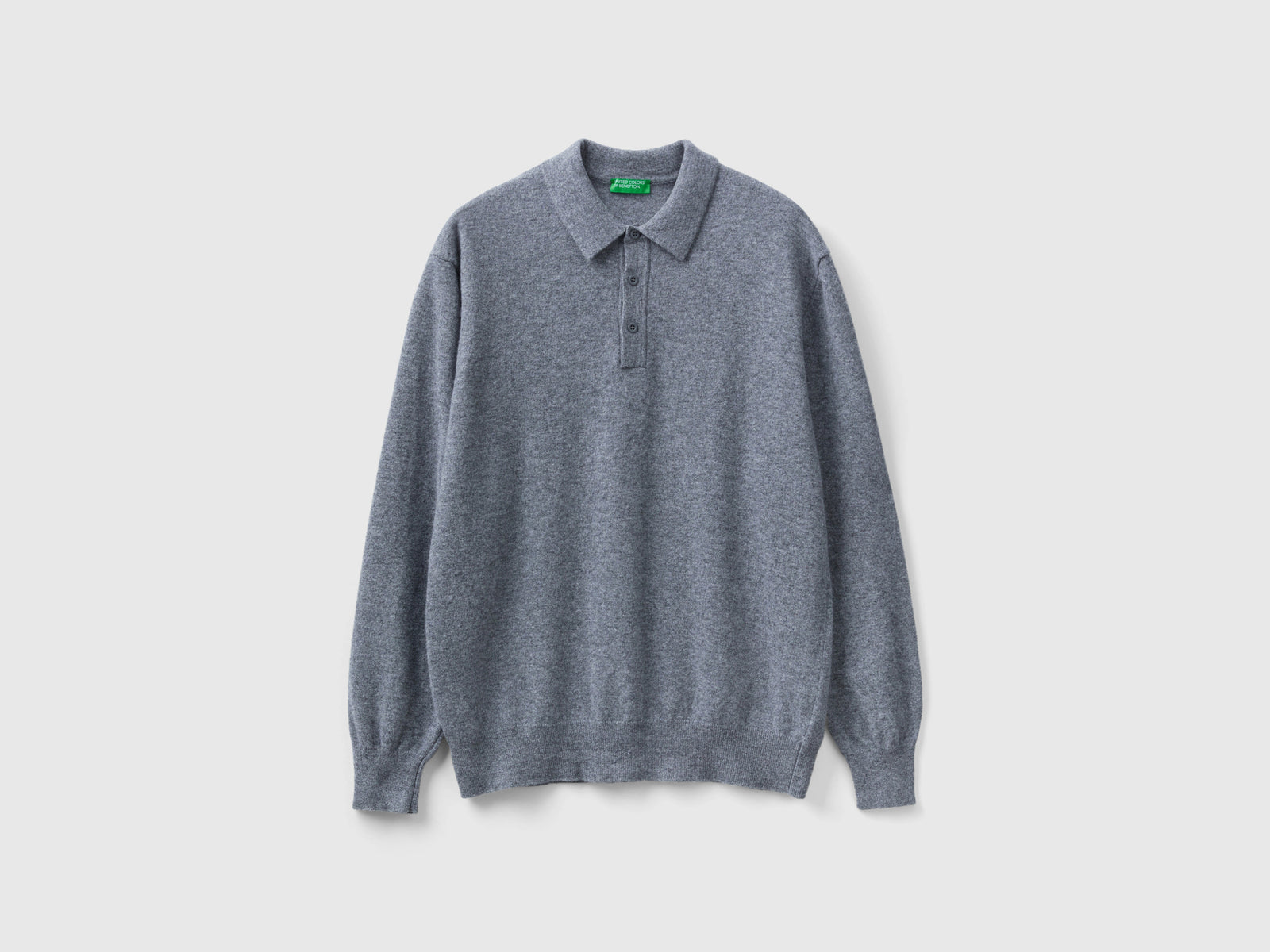 Polo in pura lana Merino da uomo grigio scuro | Benetton Outlet
