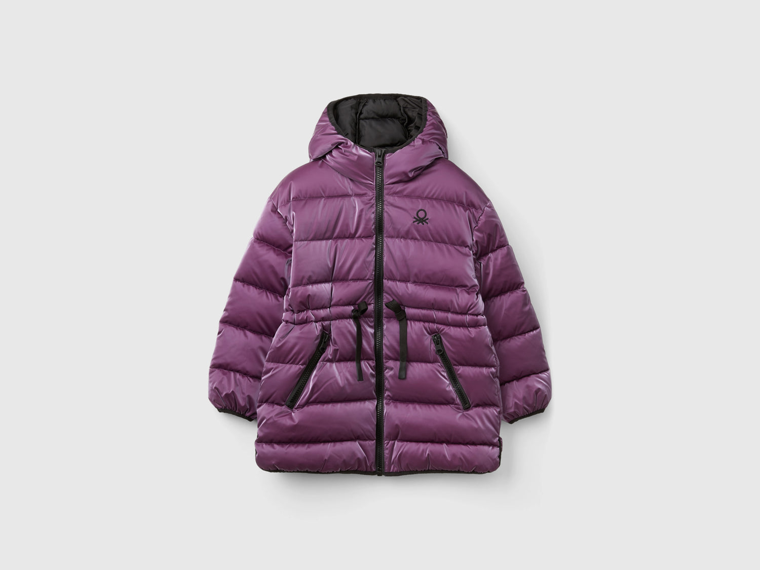 Giubbotto con coulisse in nylon lucido da bambina malva | Benetton Outlet