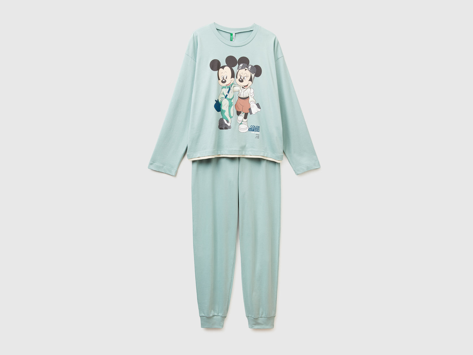 Pigiama ©Disney Minnie e Topolino da donna verde acqua | Benetton Outlet