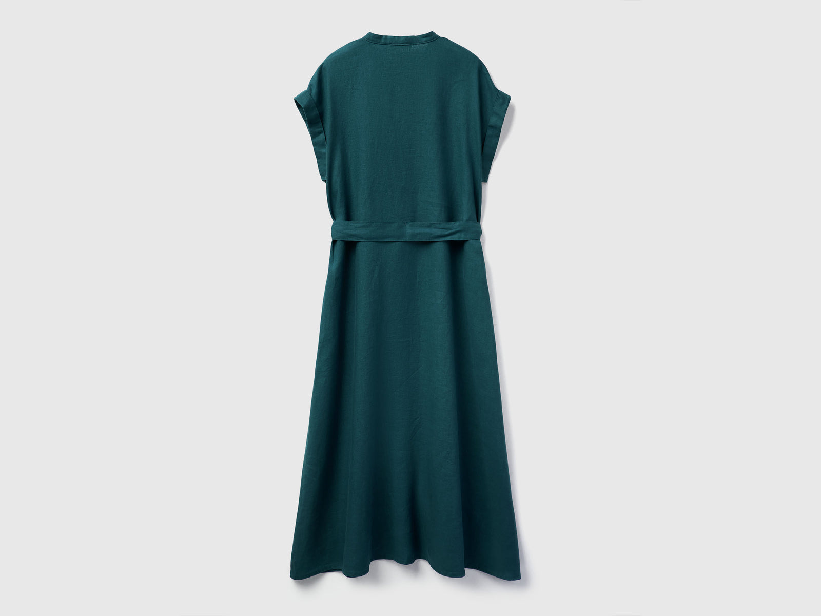 Vestito con fusciacca 100% lino da donna verde scuro 2 | Benetton Outlet