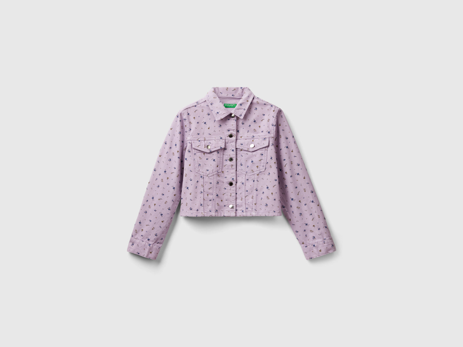 Giubbino cropped a fiori da donna lilla | Benetton Outlet