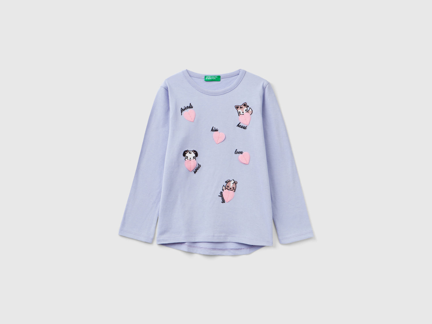 T-shirt con ricami e applicazioni da bimba lilla | Benetton Outlet