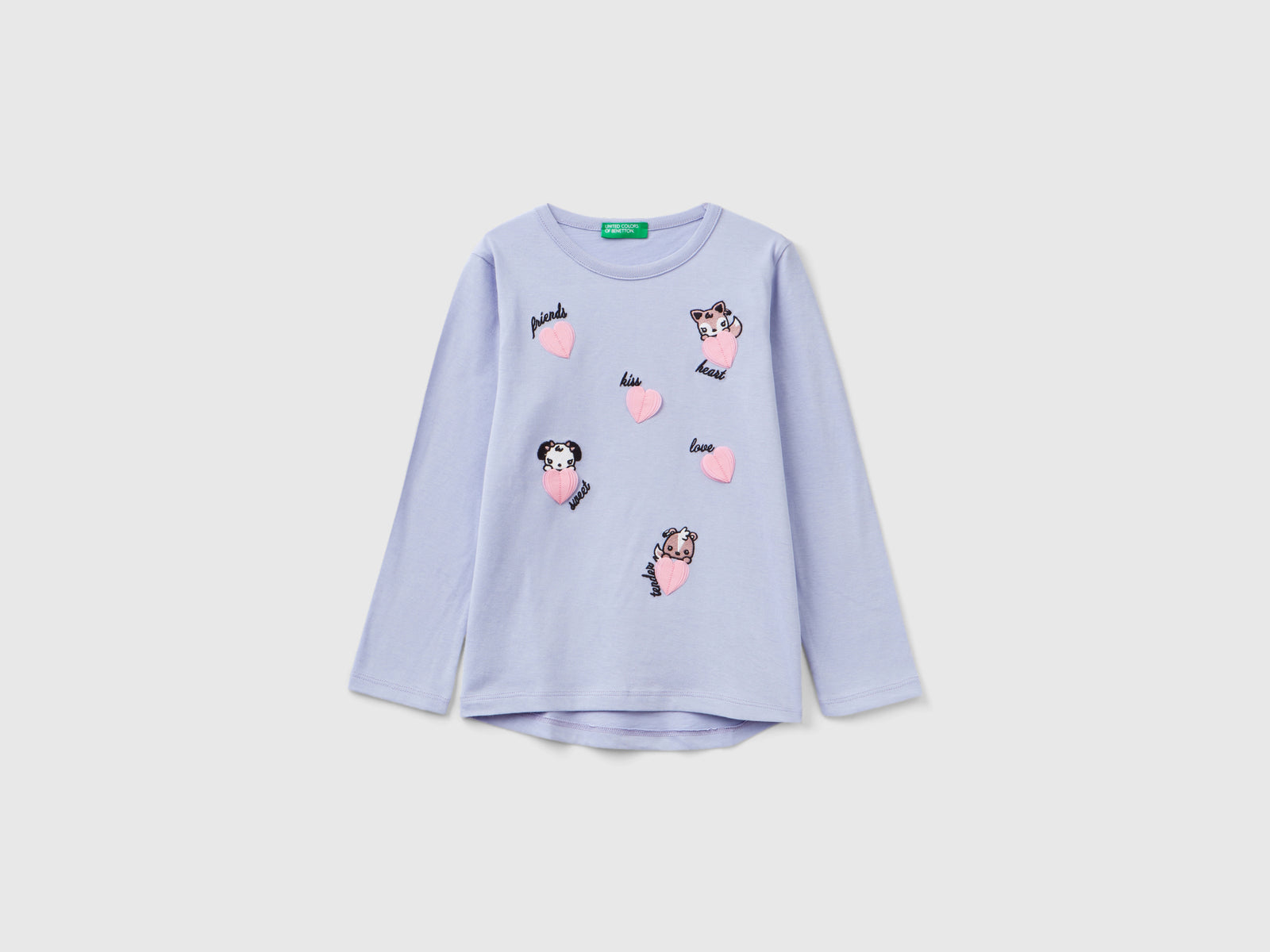 T-shirt con ricami e applicazioni da bimba lilla | Benetton Outlet