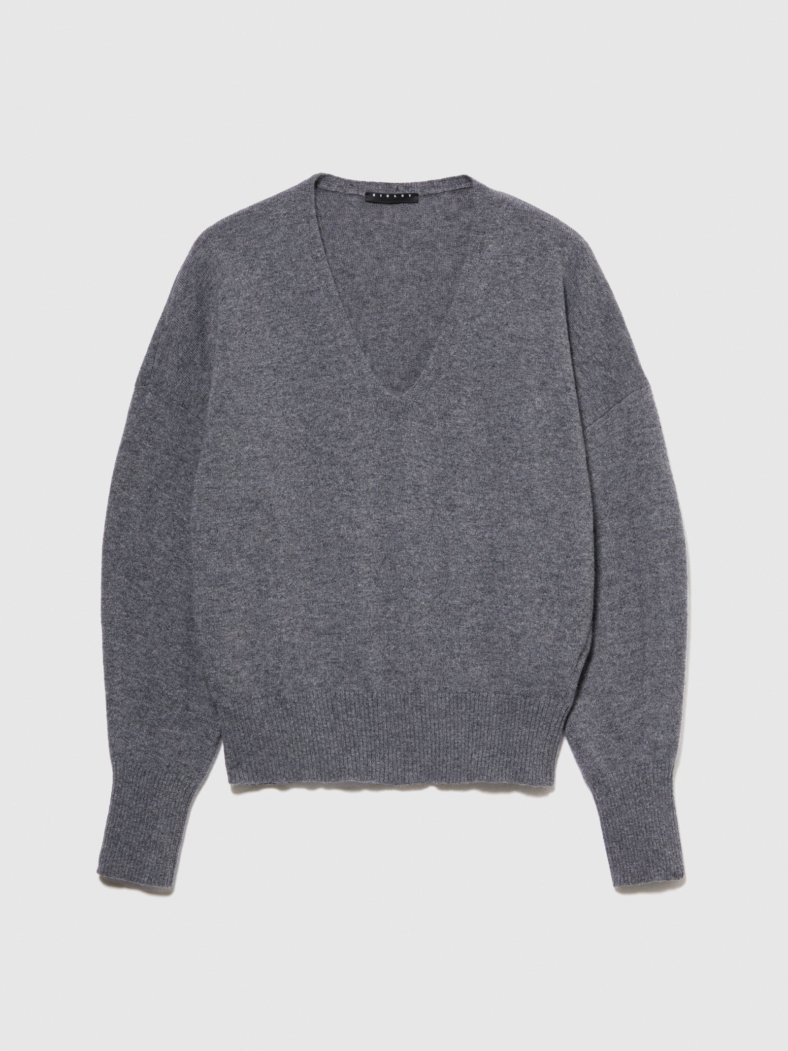 Maglia scollo a V da donna grigio chiaro | Sisley Outlet