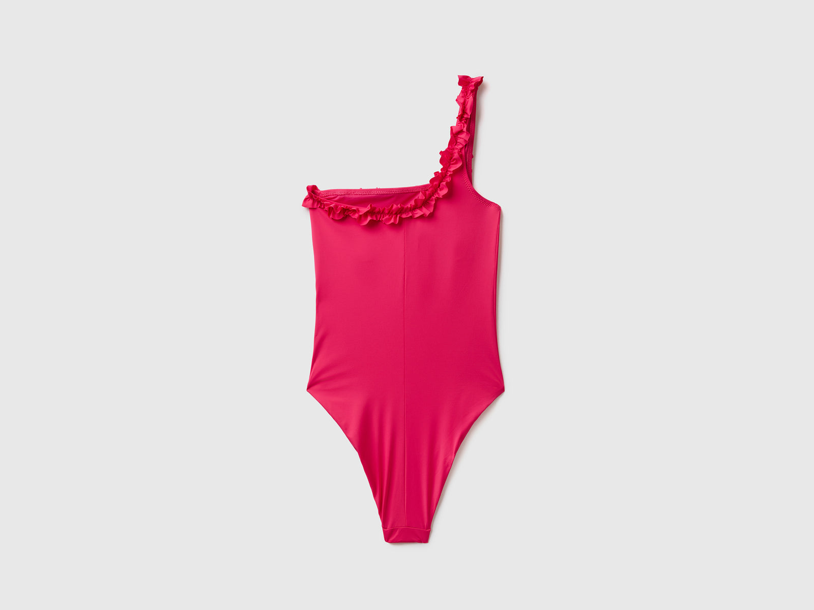 Costume intero elasticizzato monospalla da donna fucsia 2 | Benetton Outlet