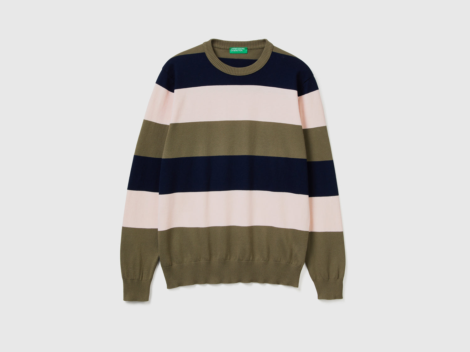 Maglia a righe in 100% cotone da uomo verde | Benetton Outlet