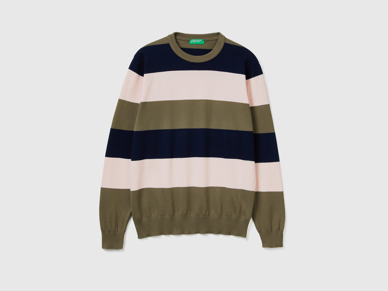 Maglia a righe in 100% cotone da uomo verde | Benetton Outlet