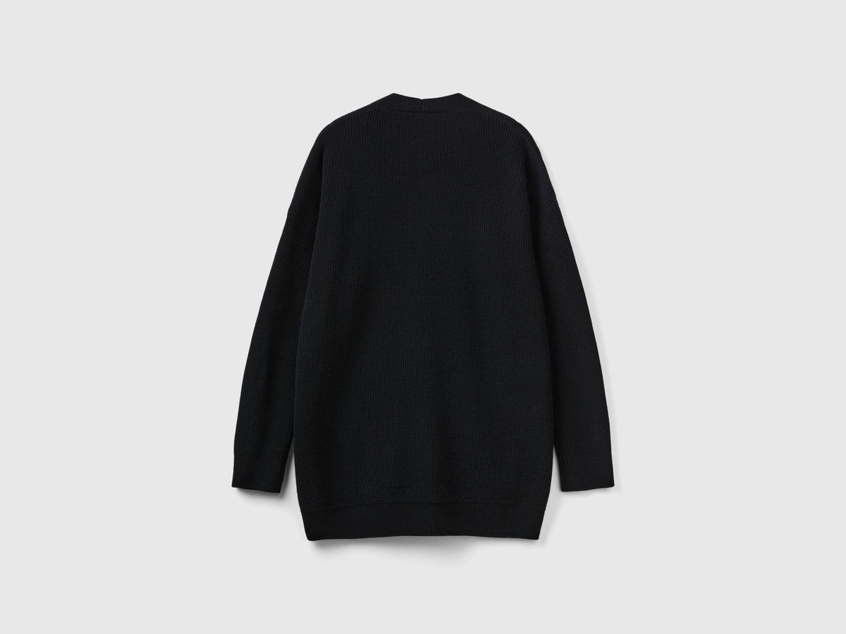 Cardigan over fit in misto lana