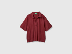 Polo in misto cotone e lino