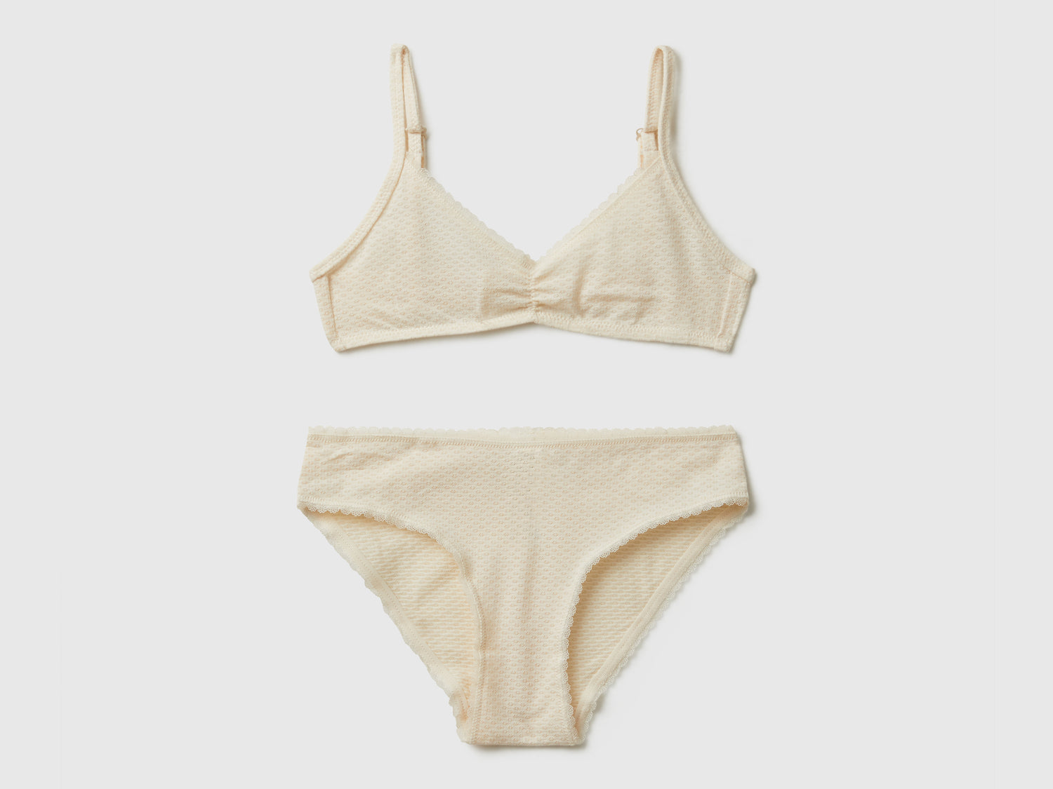 Completo brassiere e slip da bambina bianco panna | Benetton Outlet