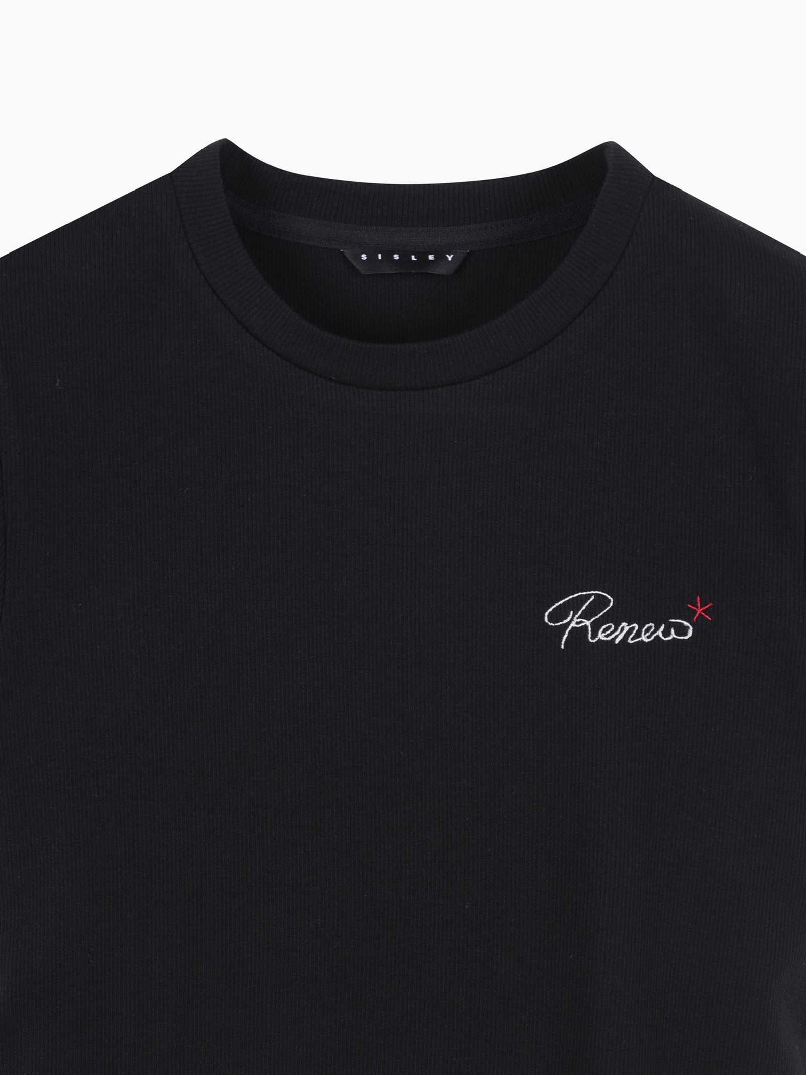 T-shirt a costine con ricamo da donna nero 3 | Sisley Outlet