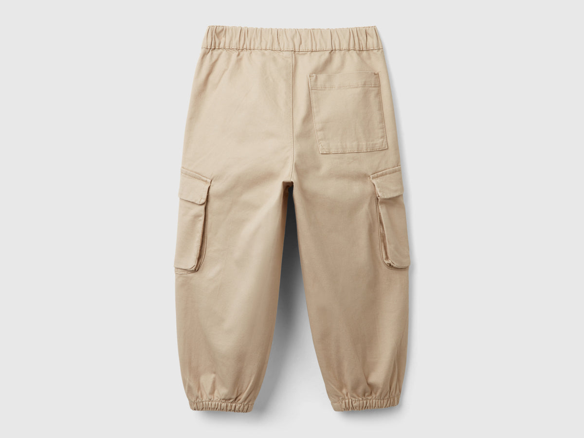 Pantaloni parachute in cotone stretch