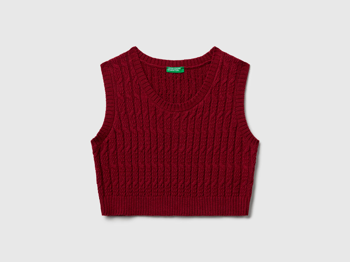 Gilet in maglia con trecce