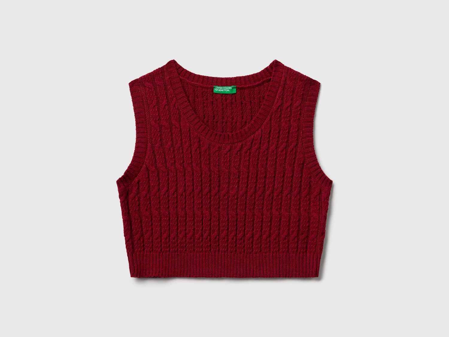 Gilet in maglia con trecce da bambina bordeaux | Benetton Outlet