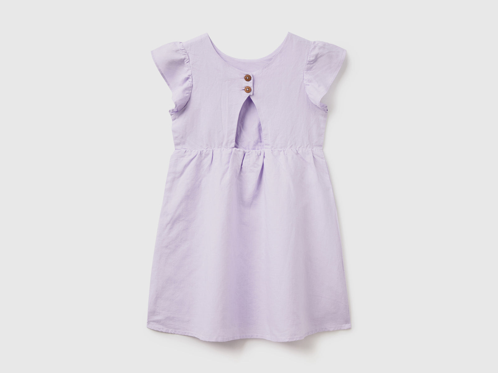 Abito girocollo in misto lino e cotone da bambina lilla 2 | Benetton Outlet