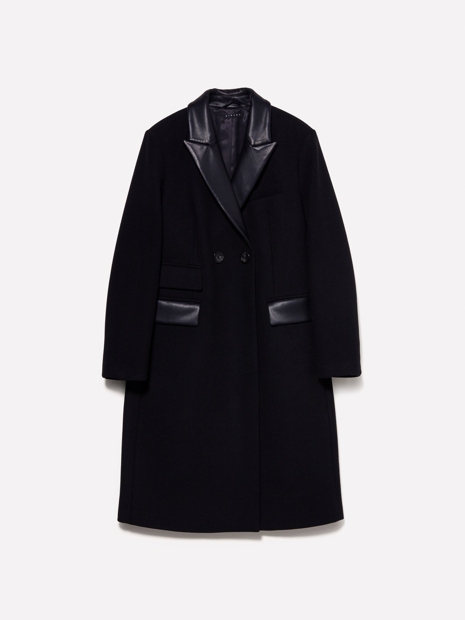 Cappotto doppiopetto con contrasto da donna nero | Sisley Outlet
