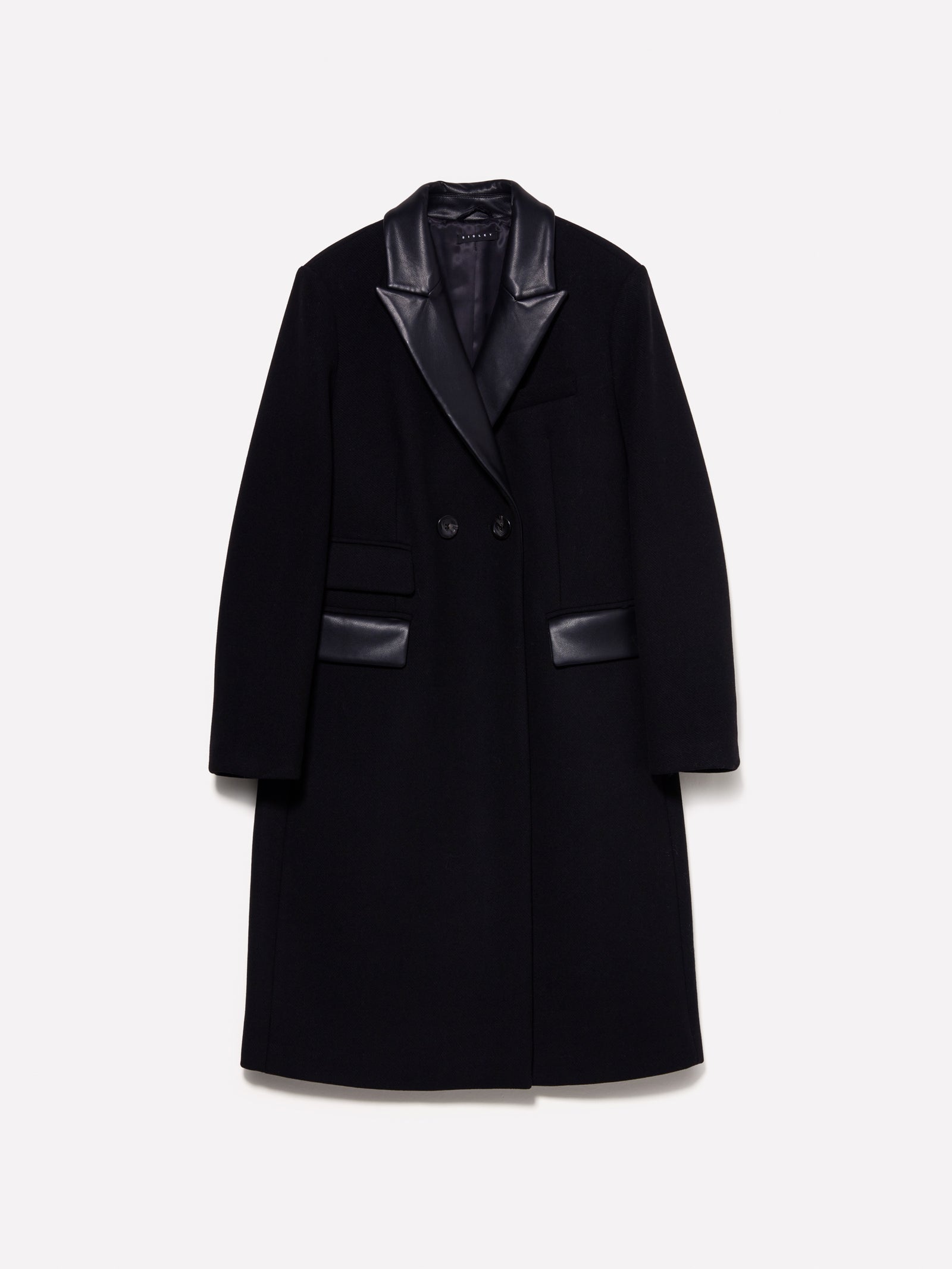 Cappotto doppiopetto con contrasto da donna nero | Sisley Outlet