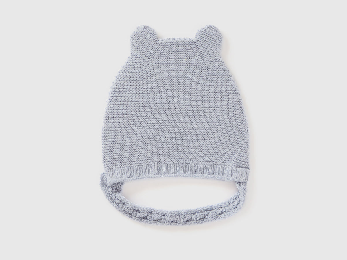 Recycled wool blend beanie with ears
