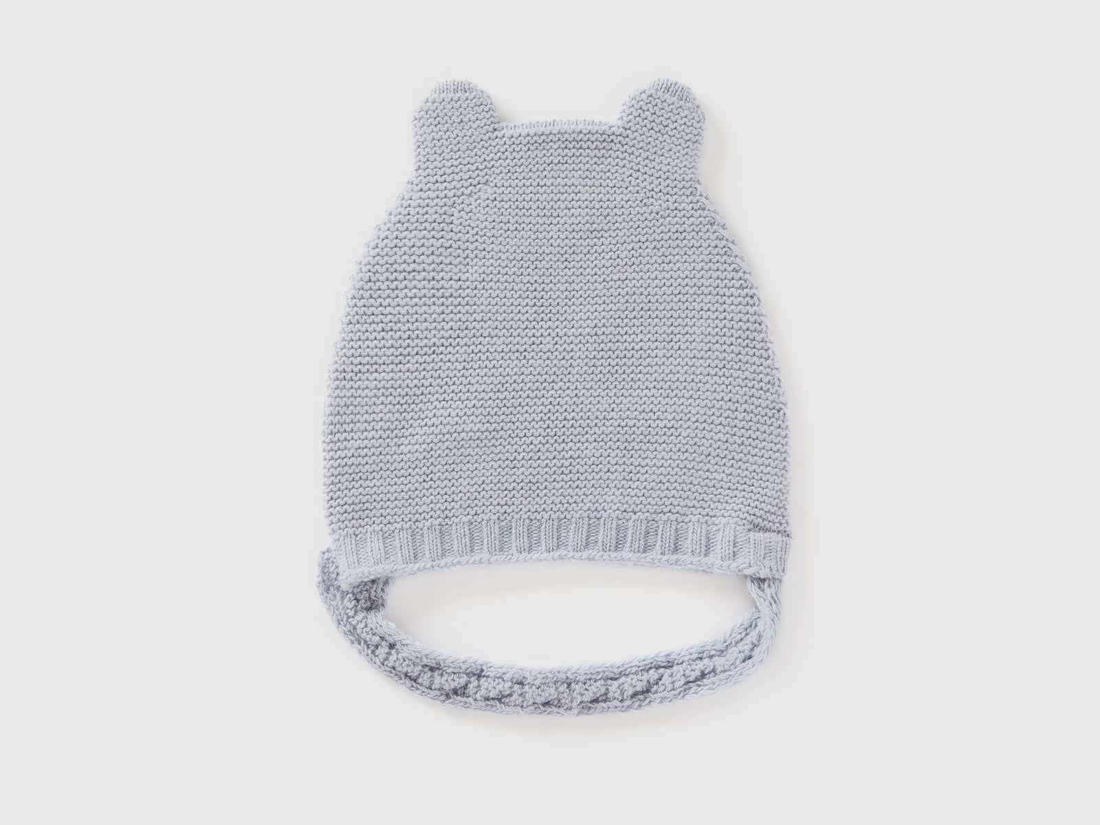 Recycled wool blend beanie with ears da neonato celeste 2 | Benetton Outlet