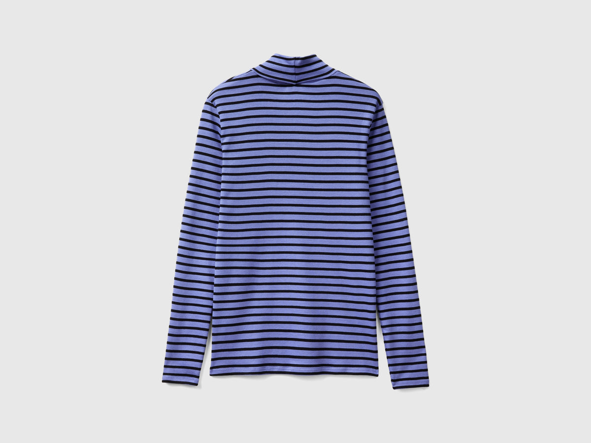 Striped mock neck T-shirt