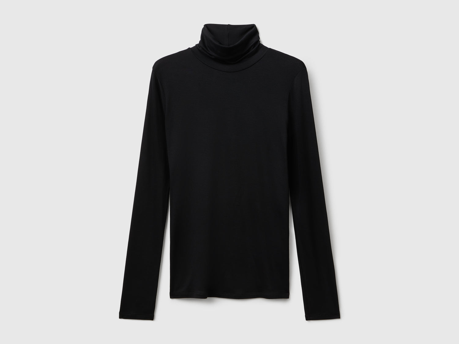 T-shirt lupetto in viscosa stretch da donna nero | Benetton Outlet