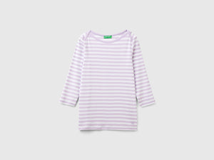 T-shirt manica 3/4 a righe in puro cotone