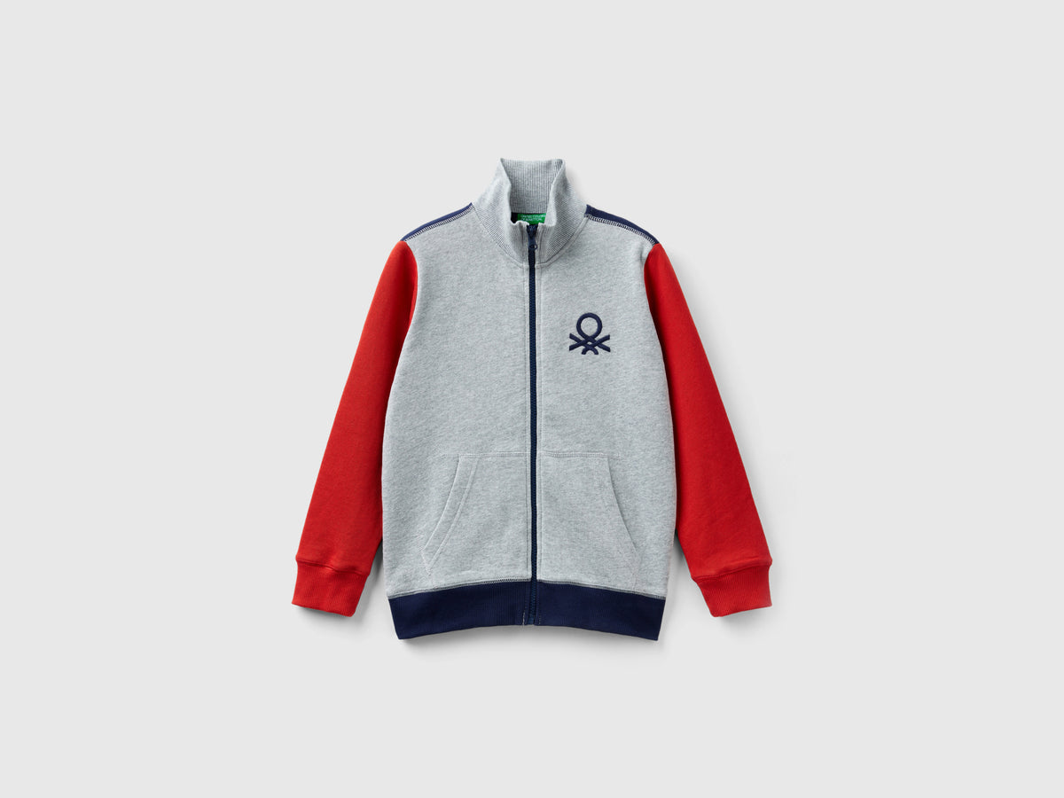 Felpa con zip in puro cotone