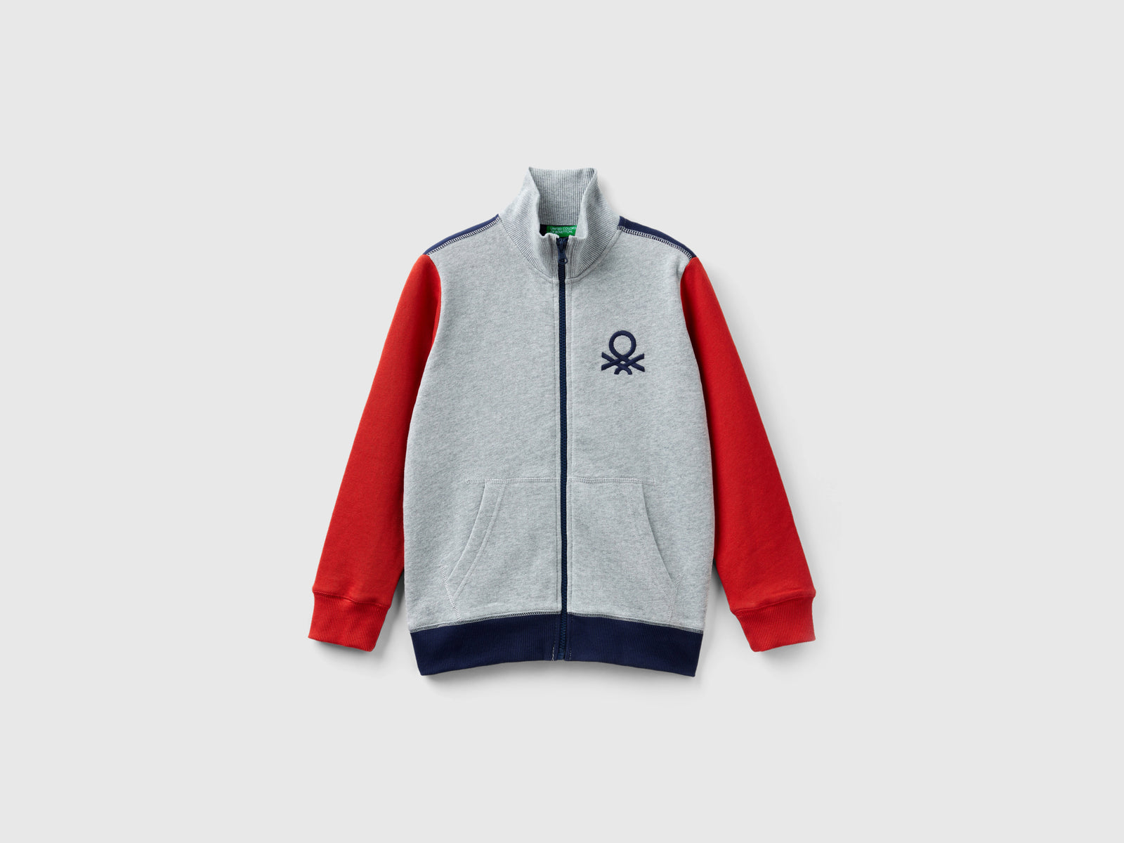 Felpa con zip in puro cotone da bambino multi-color | Benetton Outlet