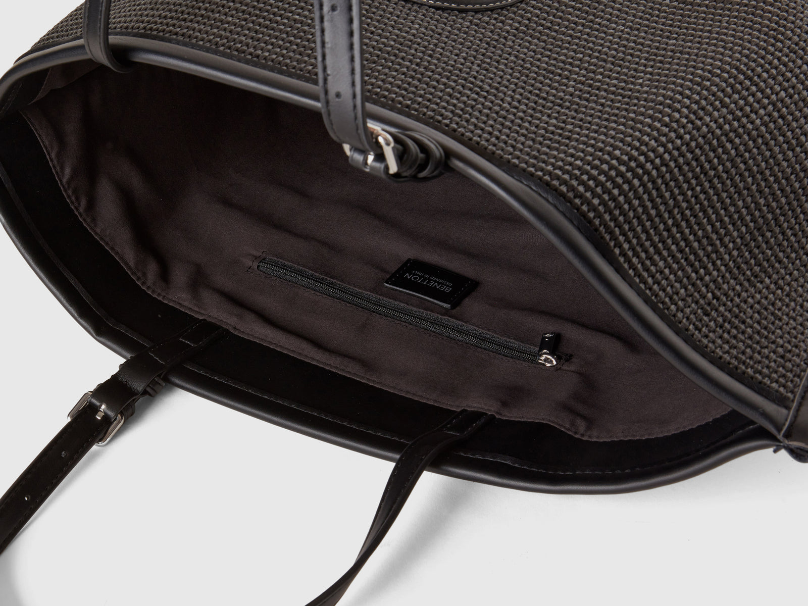 Tote bag effetto rafia da donna nero 3 | Benetton Outlet