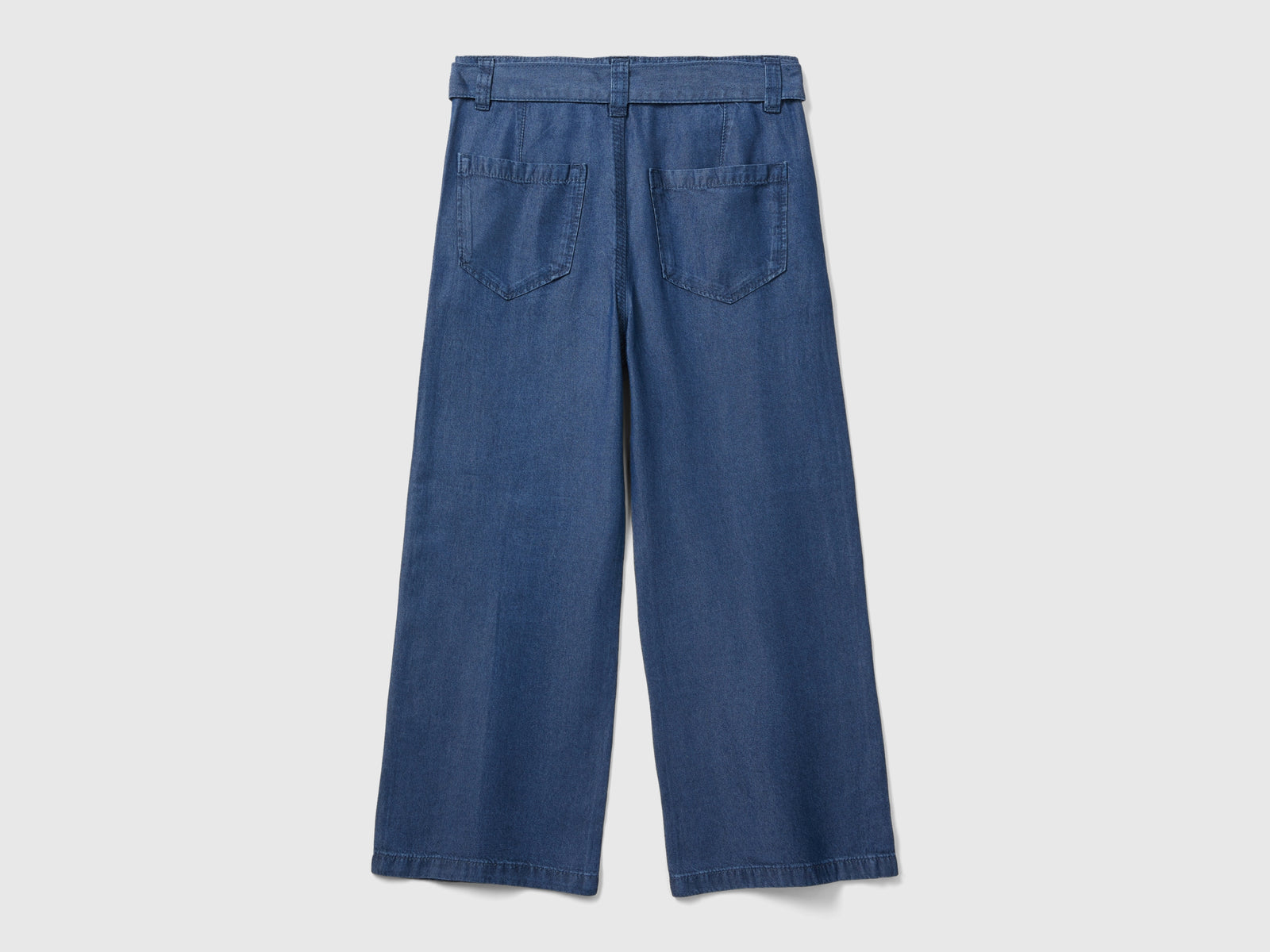 Pantaloni wide fit in chambray da bambina blu 2 | Benetton Outlet