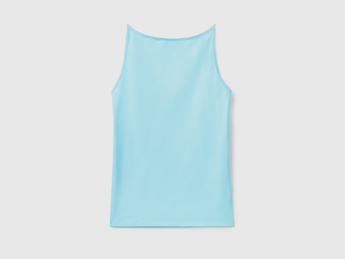 Top smanicato in cotone elasticizzato dalla vestibilità aderente