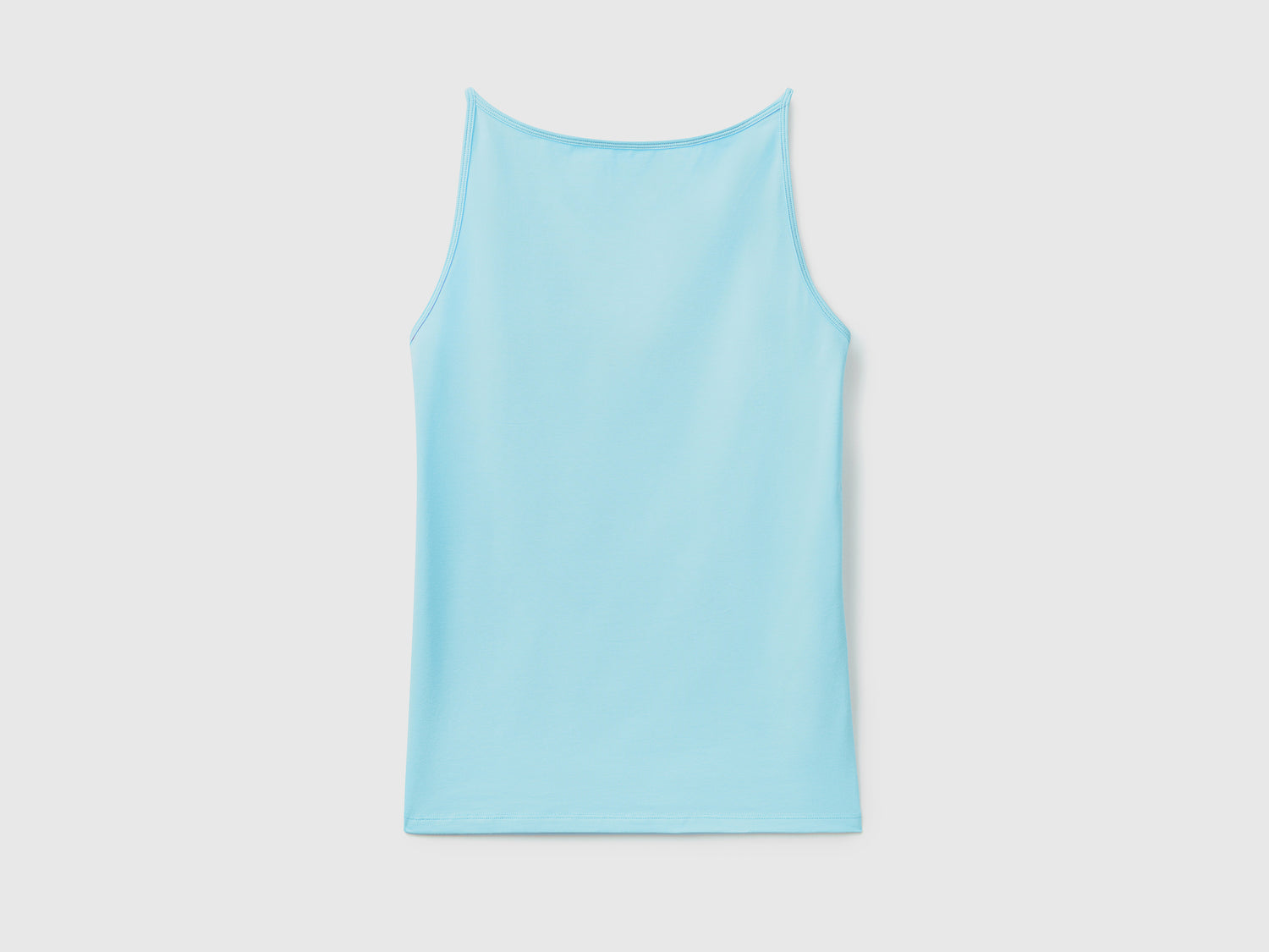 Top smanicato in cotone elasticizzato dalla vestibilità aderente da donna azzurro | Benetton Outlet