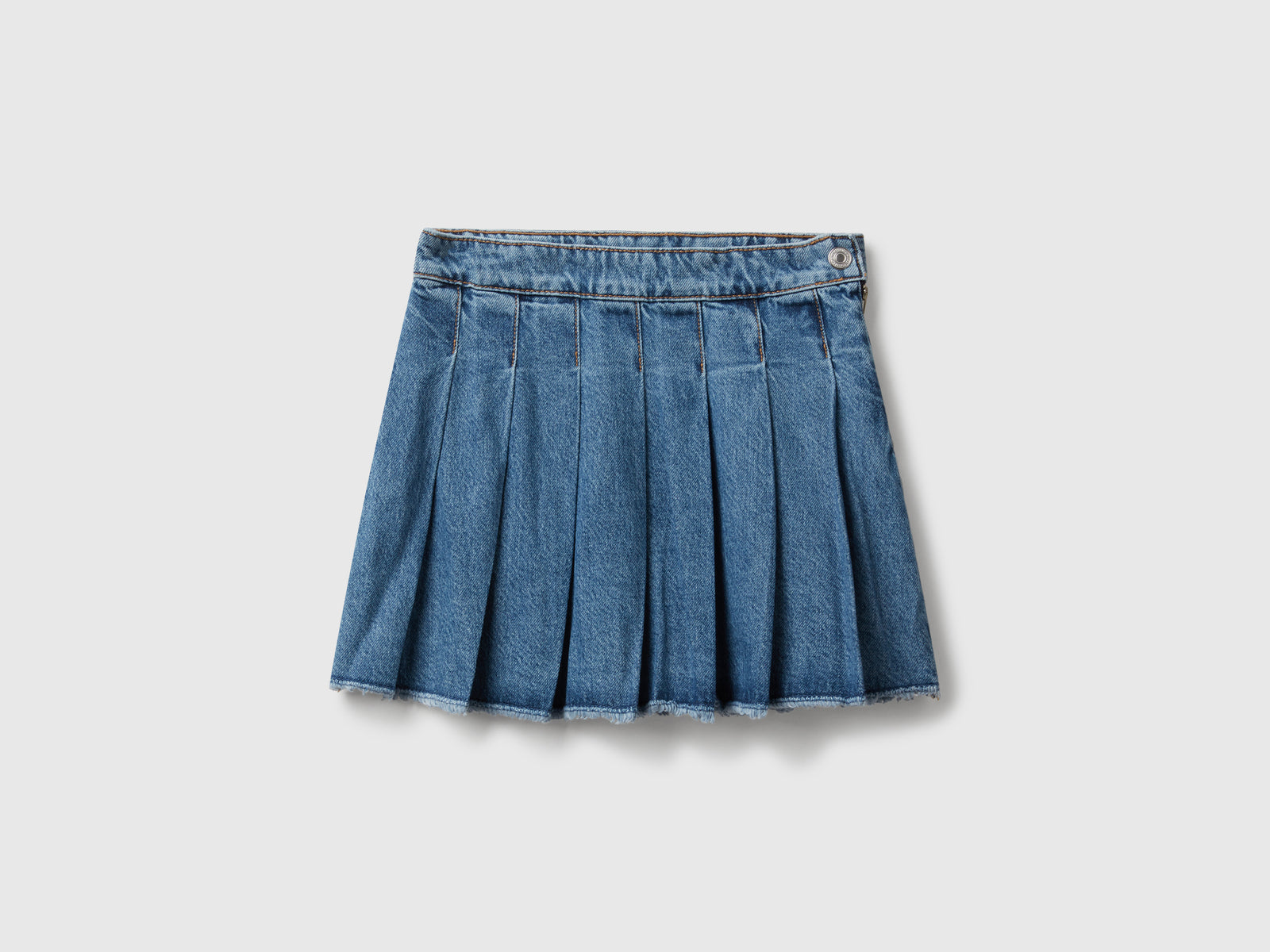 Gonna di jeans con pieghe da bambina blu | Benetton Outlet
