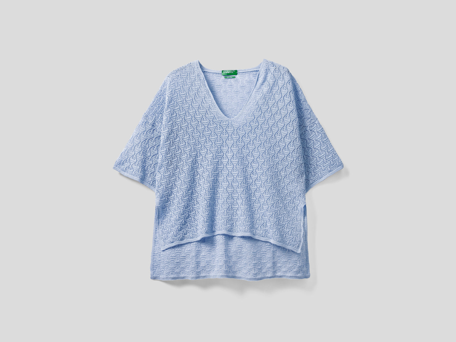Maxi t-shirt in pizzo da donna azzurro | Benetton Outlet
