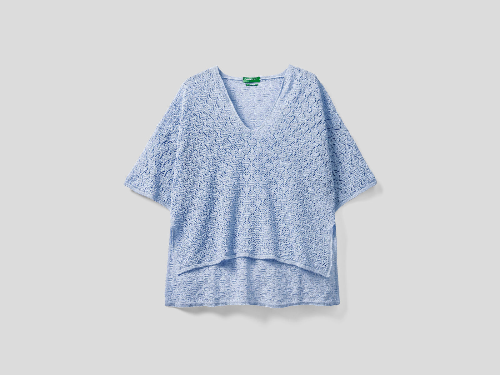 Maxi t-shirt in pizzo da donna azzurro | Benetton Outlet