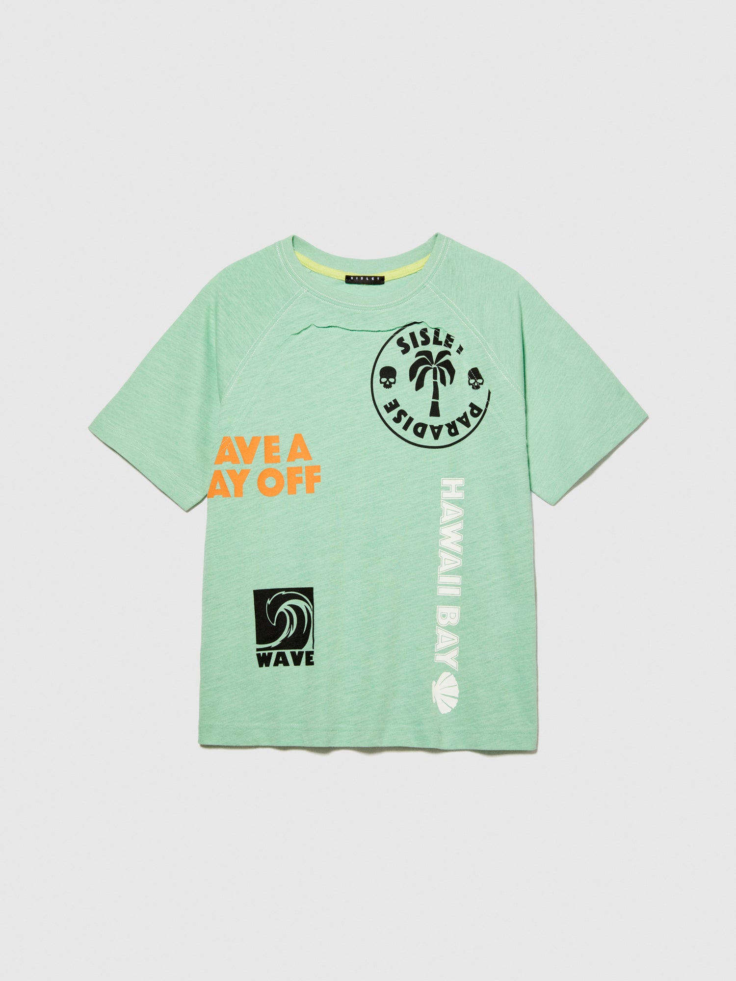 T-shirt con stampe da bambino verde | Sisley young Outlet