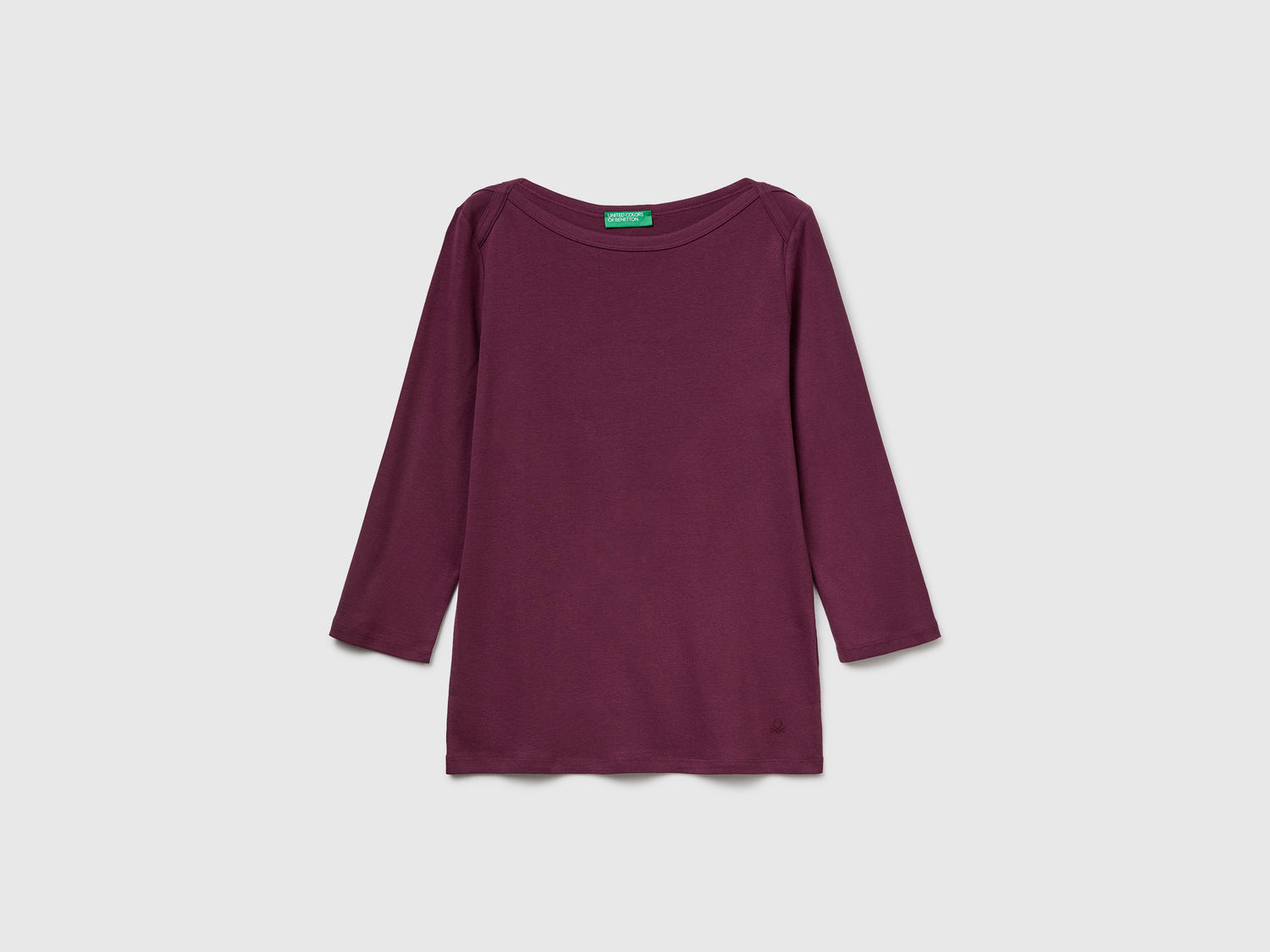 T-shirt con scollo a barchetta da donna prugna | Benetton Outlet