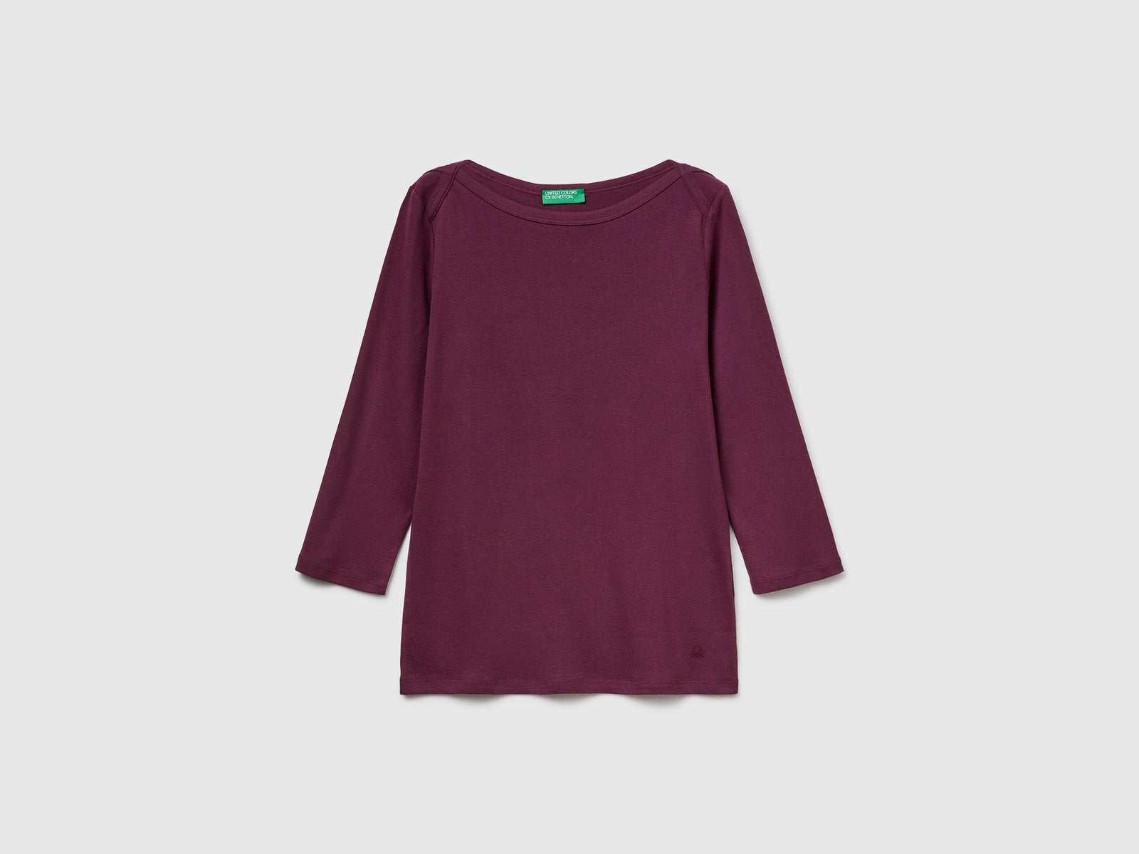 T-shirt con scollo a barchetta da donna prugna | Benetton Outlet